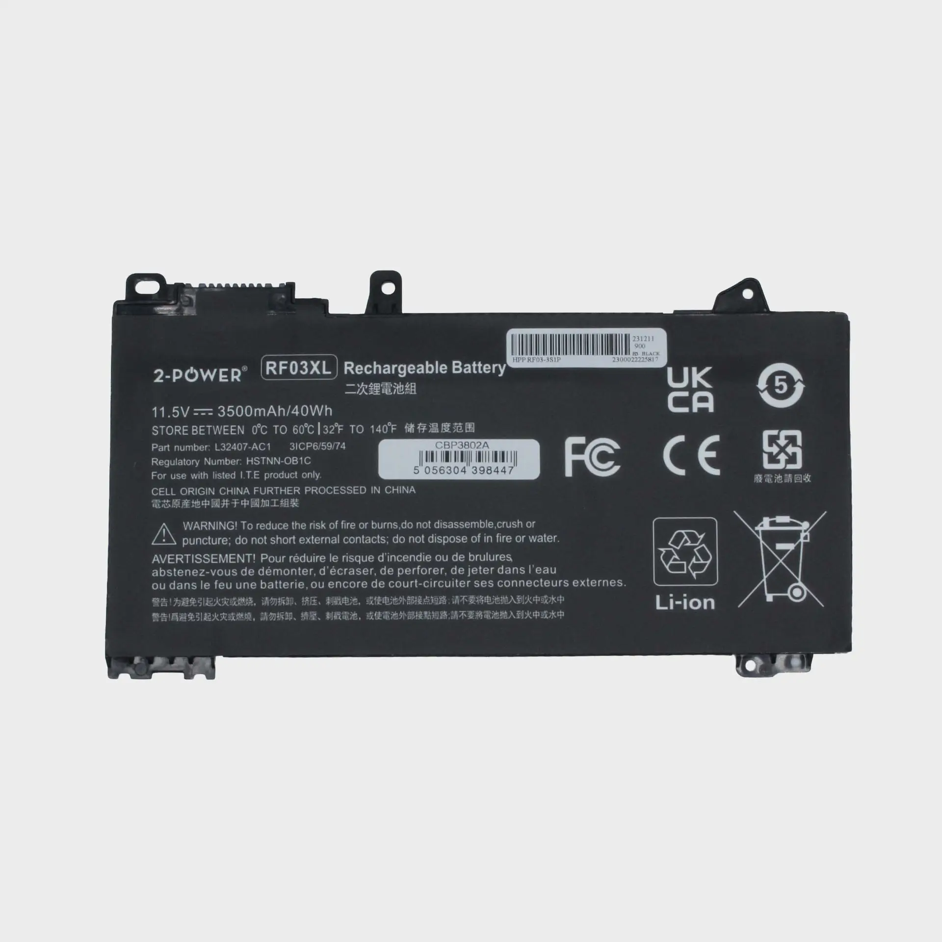 HP ProBook 430/440/450/455, RF03XL akku